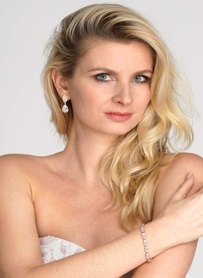 Mariell Gold Wedding and Bridal Cubic Zirconia Crystal Tennis Bracelet, Jewelry Gift for Women, Brides, Mother of the Bride, 7 1/4" Plus 1/2" Extender - Image 2