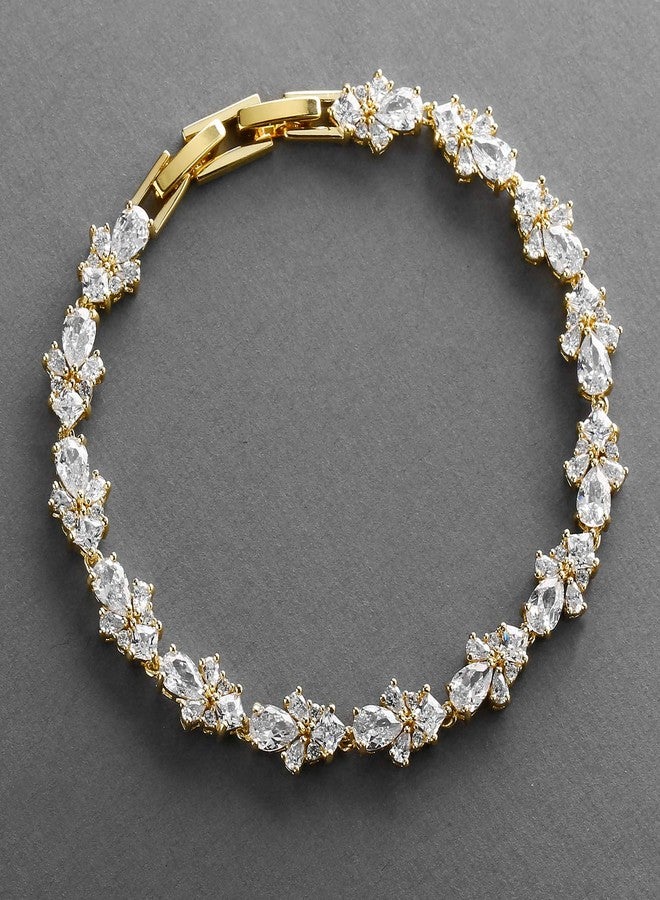 Mariell Gold Wedding and Bridal Cubic Zirconia Crystal Tennis Bracelet, Jewelry Gift for Women, Brides, Mother of the Bride, 7 1/4" Plus 1/2" Extender - Image 3
