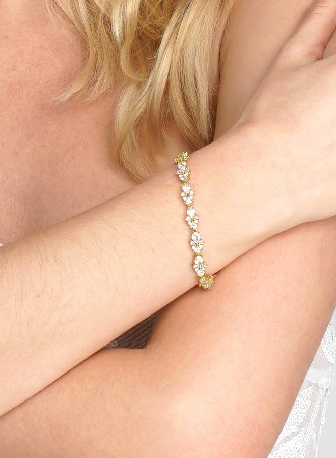 Mariell Gold Wedding and Bridal Cubic Zirconia Crystal Tennis Bracelet, Jewelry Gift for Women, Brides, Mother of the Bride, 7 1/4" Plus 1/2" Extender - Image 4