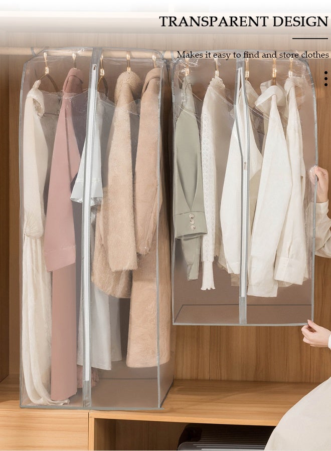 DUNISO 2 PCS Clear Garment Bags for Hanging Clothes, Garment Bags for Storage with Smooth Side Zipper, Waterproof Garment Bags for Closet Storage, Wardrobe Clothes Protector, Breathable Dust Cover for Shirts, Coats, Dresses, Suits - Image 2
