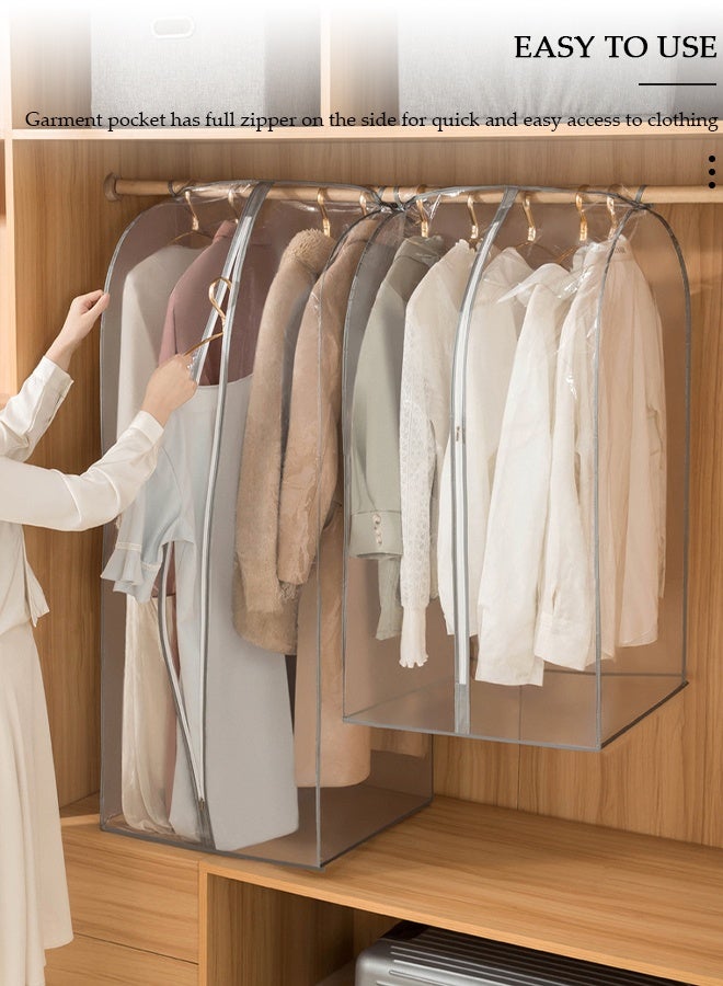DUNISO 2 PCS Clear Garment Bags for Hanging Clothes, Garment Bags for Storage with Smooth Side Zipper, Waterproof Garment Bags for Closet Storage, Wardrobe Clothes Protector, Breathable Dust Cover for Shirts, Coats, Dresses, Suits - Image 3