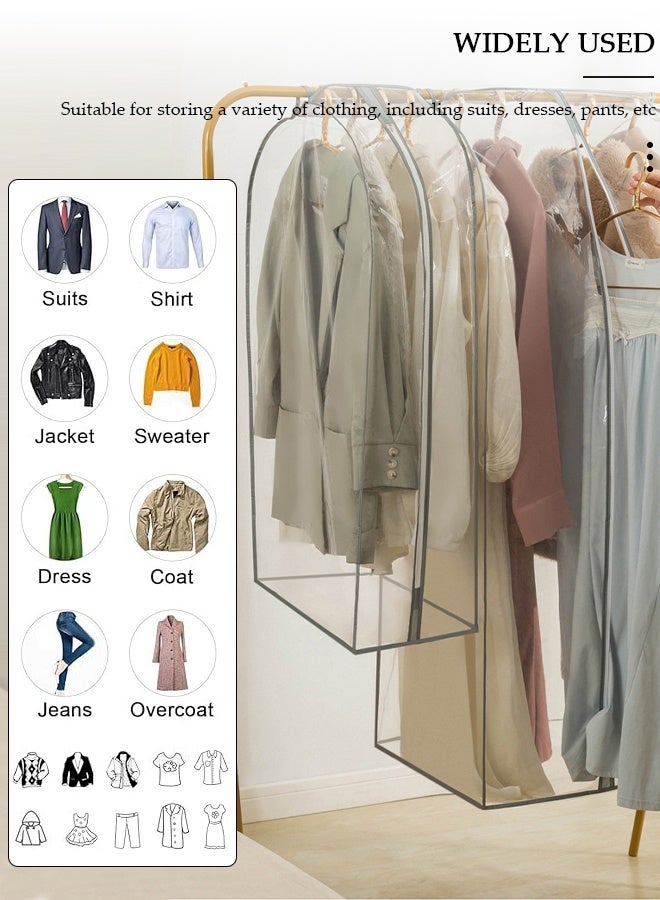 DUNISO 2 PCS Clear Garment Bags for Hanging Clothes, Garment Bags for Storage with Smooth Side Zipper, Waterproof Garment Bags for Closet Storage, Wardrobe Clothes Protector, Breathable Dust Cover for Shirts, Coats, Dresses, Suits - Image 4