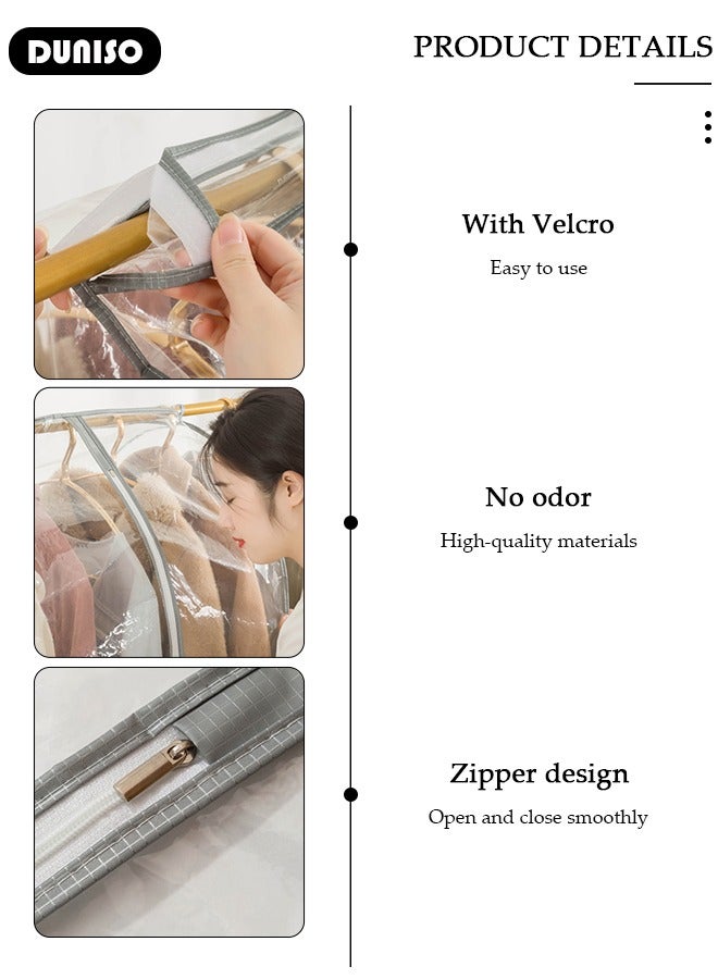 DUNISO 2 PCS Clear Garment Bags for Hanging Clothes, Garment Bags for Storage with Smooth Side Zipper, Waterproof Garment Bags for Closet Storage, Wardrobe Clothes Protector, Breathable Dust Cover for Shirts, Coats, Dresses, Suits  - Image 2