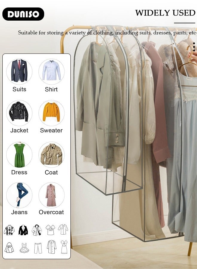 DUNISO 2 PCS Clear Garment Bags for Hanging Clothes, Garment Bags for Storage with Smooth Side Zipper, Waterproof Garment Bags for Closet Storage, Wardrobe Clothes Protector, Breathable Dust Cover for Shirts, Coats, Dresses, Suits  - Image 3