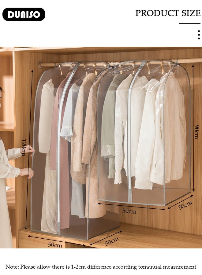 DUNISO 2 PCS Clear Garment Bags for Hanging Clothes, Garment Bags for Storage with Smooth Side Zipper, Waterproof Garment Bags for Closet Storage, Wardrobe Clothes Protector, Breathable Dust Cover for Shirts, Coats, Dresses, Suits  - Image 4