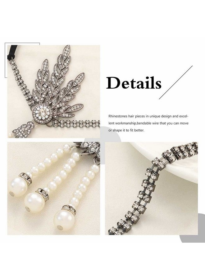 GENBREE 1920S Flapper Headband Rhinestone Leaf Headpieces Pearl Tassel Hair Band Flapper Hair Accessories Party Cocktail For Women And Girls  - Image 5