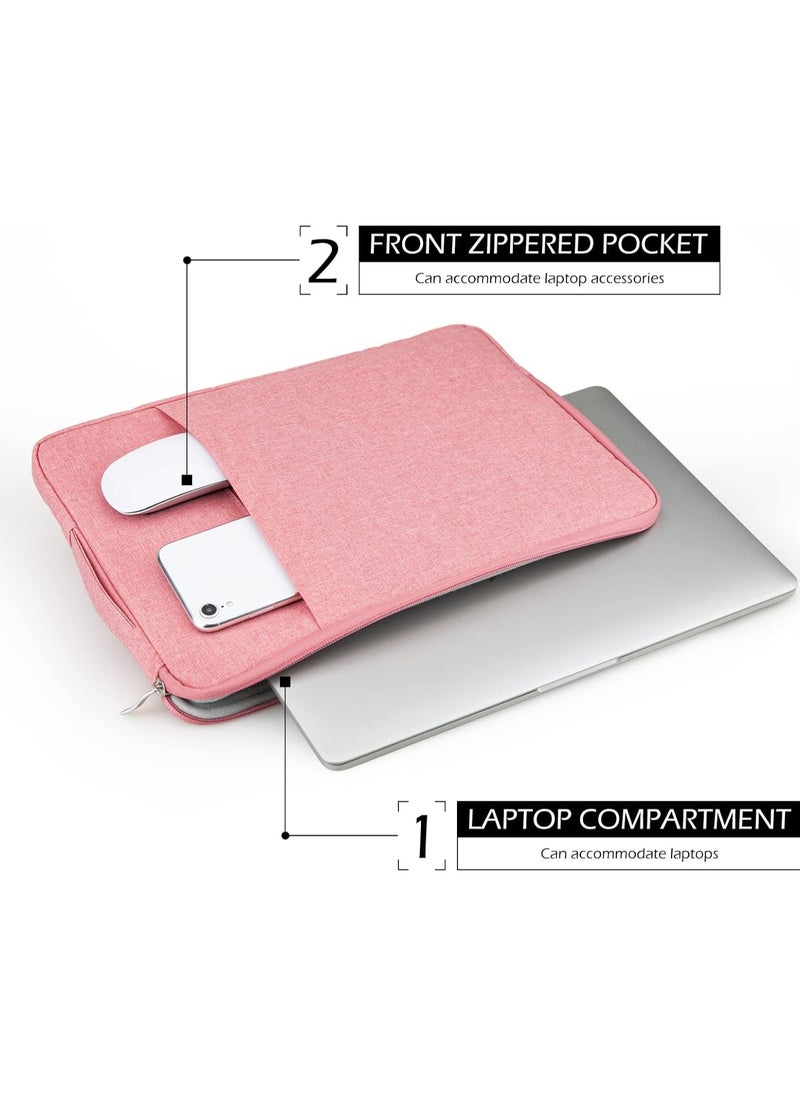 Generic 12-15 inch Laptop Tablet Sleeve Case Canvas Cover for 2021-2014 Surface Pro 4/5/ 6/7 / 7+ / 8|Surface Laptop Go 12.4"|2021-2020 MacBook Air Pro 12.5'' M1 Chip Protective Bag (Pink)  - Image 2