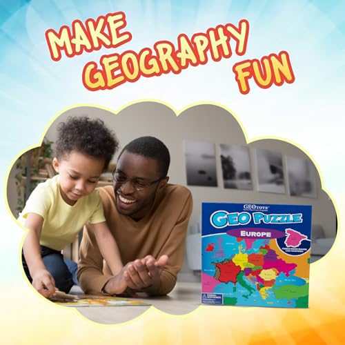 GeoToys GeoPuzzle, Europe Shaped Jigsaw Puzzles, 58 Pc Geography Puzzle, Geography Game & Map Puzzle - Jigsaw Puzzles for Kids Ages 6-9 Years Old, Stocking Stuffers for Kids - Image 2