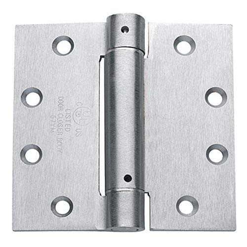 Hinge Outlet 4.5 Inch Square Spring Hinges – Commercial Grade, Adjustable Self-Closing Door Hinges for Quiet, Secure Closing (Satin Chrome, 2 Pack) - Image 1