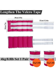 Qiccijoo Ankle Weights Set 1 Pair 4Kg(8.8Lb) Workout Ankle Weights For Women Or Men Wrist Leg Weights For Fitness,Running,Walking,2*2Kg(4.4Lb) - Pink  - Image 2