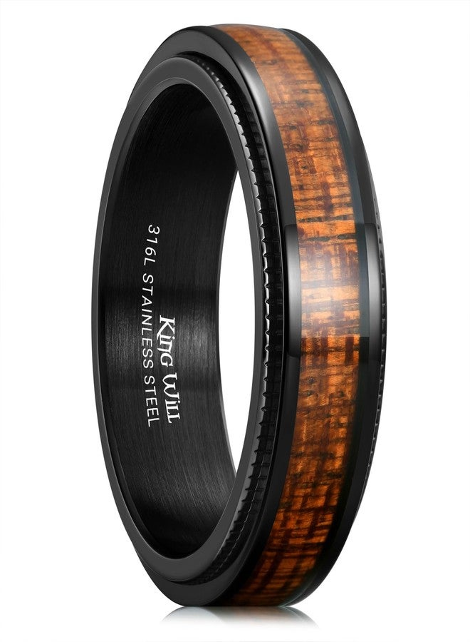 King Will 316L Stainless Steel Spinner Men's Wedding Band-8mm Fidget Ring Stress Relieving Anxiety Ring with Shabili Wood Inlay, Wooden Spinner Wedding Band for Men Comfort Fit Size 12 - Image 1