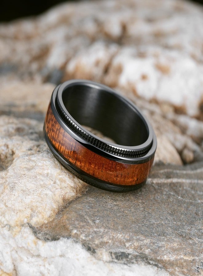 King Will 316L Stainless Steel Spinner Men's Wedding Band-8mm Fidget Ring Stress Relieving Anxiety Ring with Shabili Wood Inlay, Wooden Spinner Wedding Band for Men Comfort Fit Size 12 - Image 2