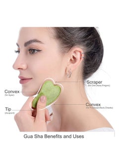 General Jade Roller Set (Pack of 2) Natural Massage Kit for Eye, Neck and Body Care - Anti-Wrinkle and Anti-Aging, Green  - Image 3