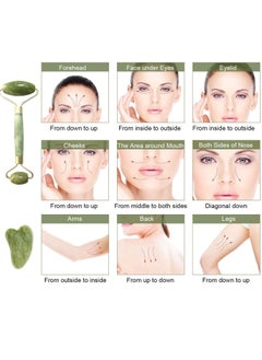 General Jade Roller Set (Pack of 2) Natural Massage Kit for Eye, Neck and Body Care - Anti-Wrinkle and Anti-Aging, Green  - Image 4