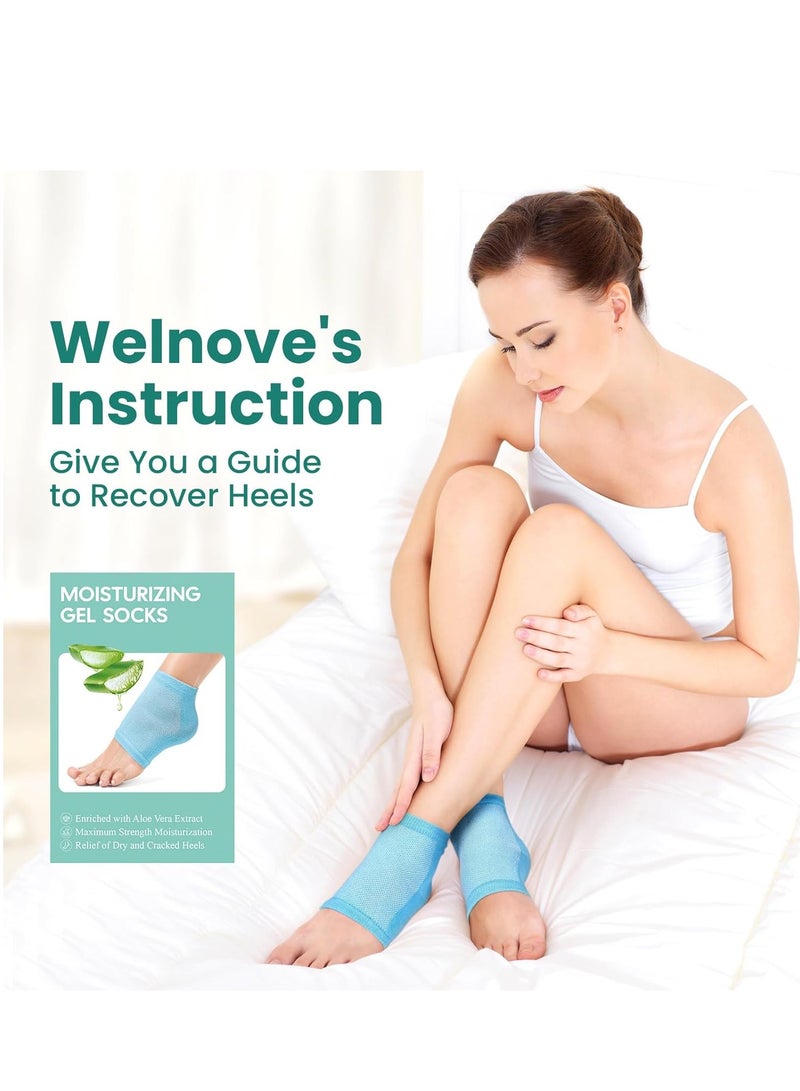 Welnove Welnove Moisturizing Heel Socks - 2 Pairs Aloe Vera Extract Infused Gel Lining for Dry Feet - Cracked Heel Repair Treatment - Cotton Socks for Women Men Foot Care (Regular Sizes)  - Image 3