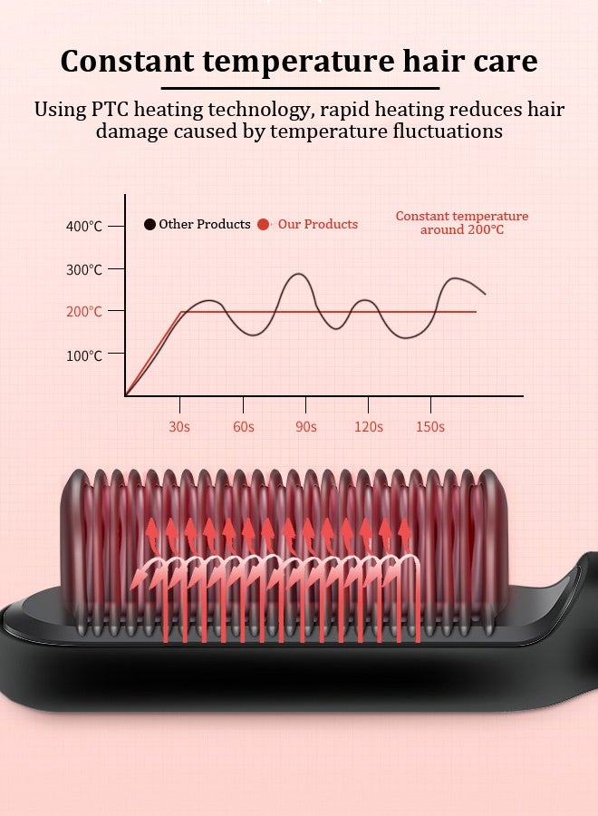 Hair straightening comb with negative ions, ladies' straight hair comb, hair straightening comb that protects hair without damaging it - Image 3