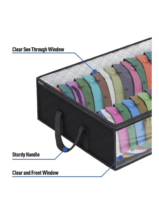 Generic Caps Clothing Organizer, Wide Hat Storage for Various Caps  or Underwear with 2 Sturdy Handles Storage Box Holds Up to 40 Hats Foldable or 60 Underwear for Home Travel (Black, 20x16x6.7inches)  - Image 3