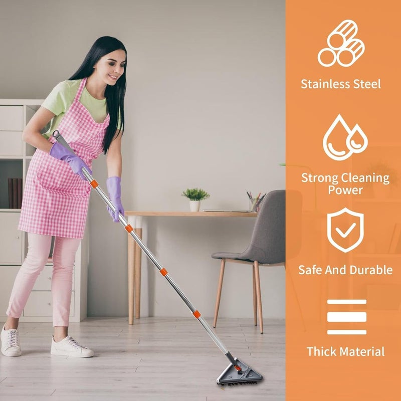 Deoxys Triangle Wall Mop with Long Handle Dust Mop for Wall Cleaner Baseboard Cleaning Tool with Detachable Handle Ceiling Cleaning Tool Duster Wiping Mop with Microfiber Pads 40 Inch - Image 2