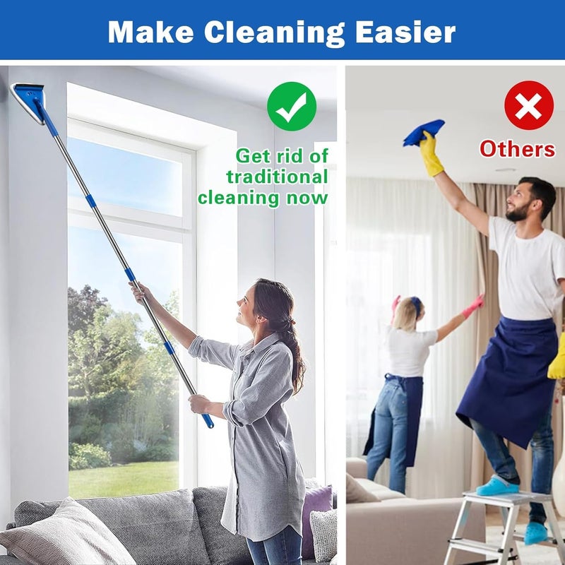 Deoxys Triangle Wall Mop with Long Handle Dust Mop for Wall Cleaner Baseboard Cleaning Tool with Detachable Handle Ceiling Cleaning Tool Duster Wiping Mop with Microfiber Pads 40 Inch - Image 5