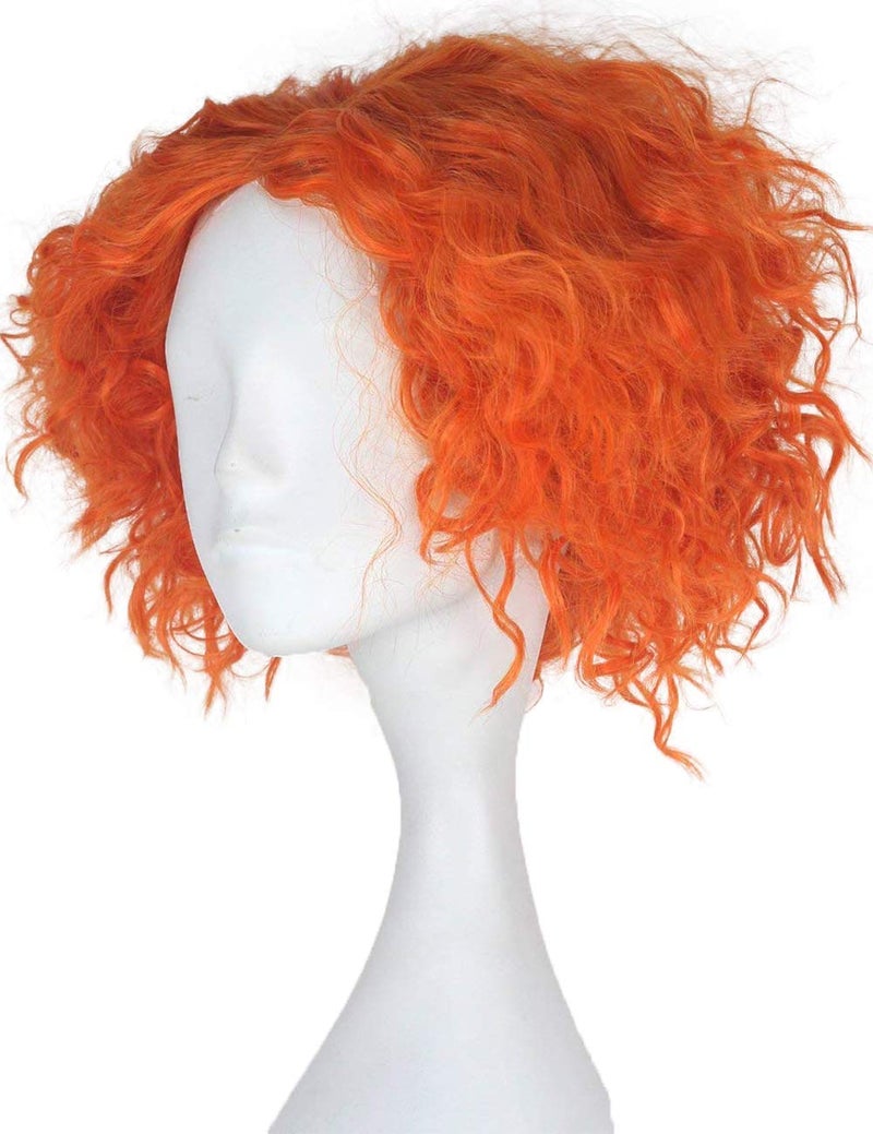 QACCF Short Curly Orange Wig | Short Fluffy and Layered Orange Curly Wig - Image 2