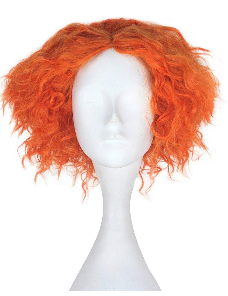QACCF Short Curly Orange Wig | Short Fluffy and Layered Orange Curly Wig - Image 1