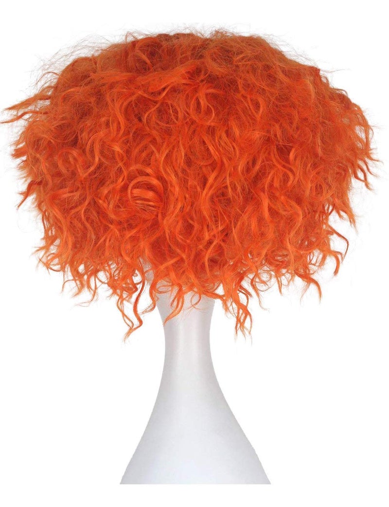 QACCF Short Curly Orange Wig | Short Fluffy and Layered Orange Curly Wig - Image 3