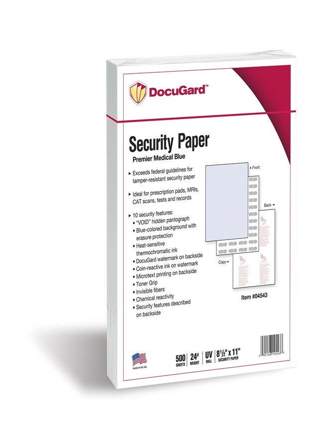 DocuGard Medical Security Papers, 24 lb Bond Weight, 8.5 x 11, Blue, 500/Ream - Image 1