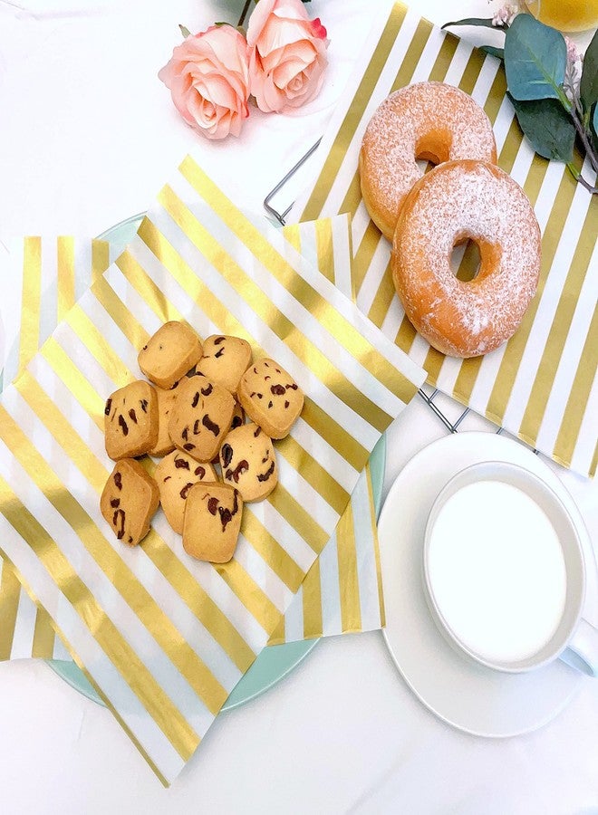 Suiwen 150 Gold and White Striped Wax Sheets - Greaseproof, Waterproof Hamburger Paper Liners for Food Basket - Image 3
