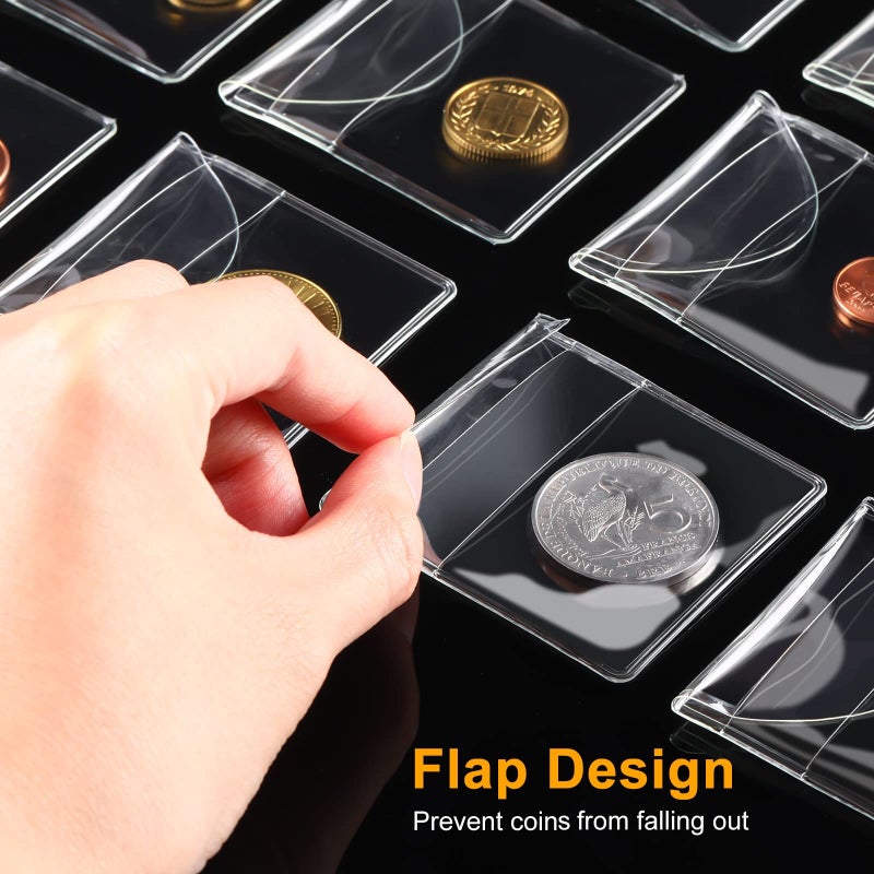 Fainne 50 Pcs Single Pocket Coin Sleeves Collector Individual Clear Plastic Sleeves Holder Small Plastic Coin Holder Pouch Single Protector for Jewelry Storage(2 Inches,Round) - Image 3