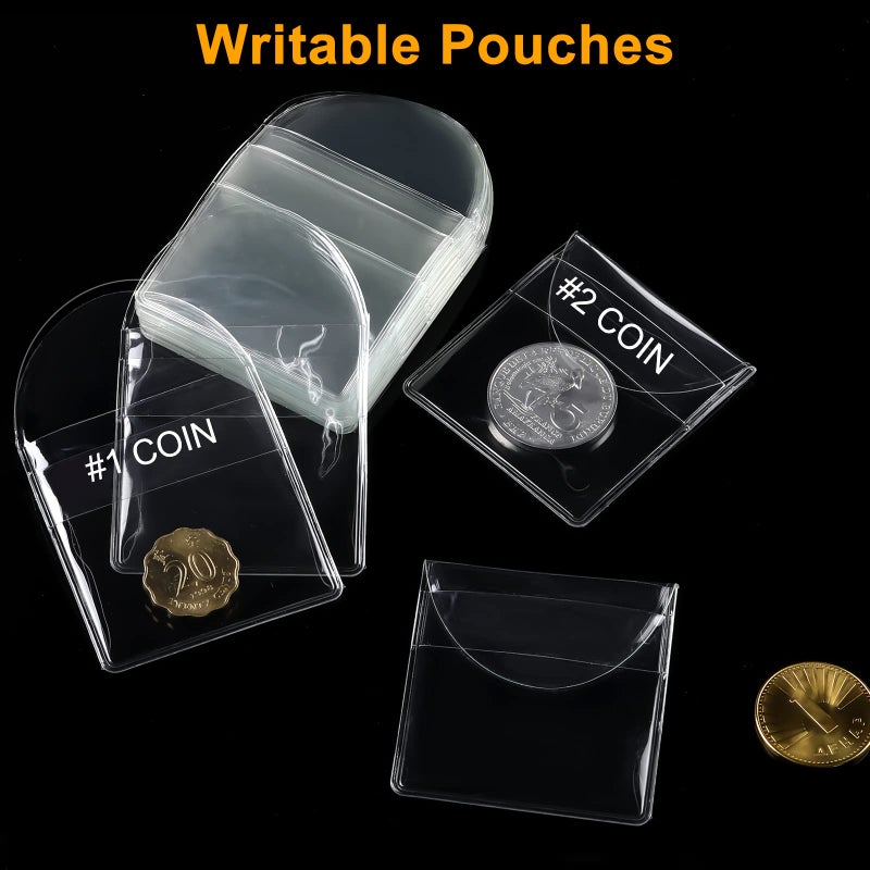 Fainne 50 Pcs Single Pocket Coin Sleeves Collector Individual Clear Plastic Sleeves Holder Small Plastic Coin Holder Pouch Single Protector for Jewelry Storage(2 Inches,Round) - Image 5