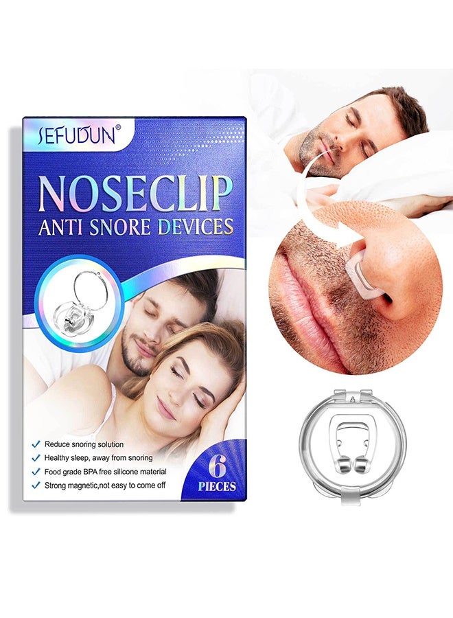 سيفودون مشبك الأنف أجهزة مضادة للشخير 6 قطع ، مشبك أنف مغناطيسي من السيليكون ، مصحح تهوية مضاد للشخير ، مشبك الأنف يوقف الشخير ، يخفف الشخير ، يمنع الشخير ليلا للرجال والنساء - Image 1