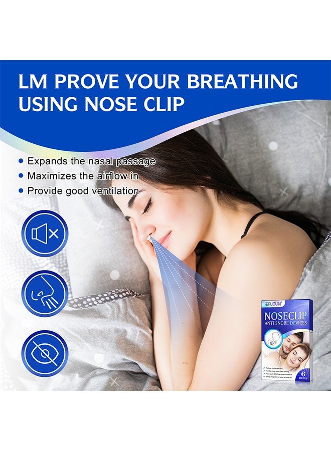 سيفودون مشبك الأنف أجهزة مضادة للشخير 6 قطع ، مشبك أنف مغناطيسي من السيليكون ، مصحح تهوية مضاد للشخير ، مشبك الأنف يوقف الشخير ، يخفف الشخير ، يمنع الشخير ليلا للرجال والنساء - Image 2