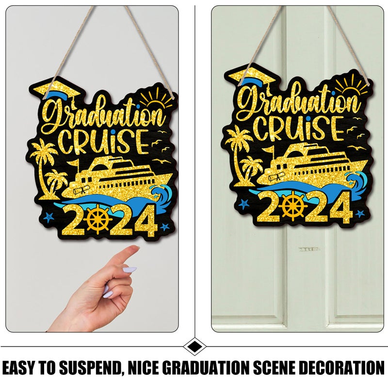 2pcs Hanging Wood Plaque Graduation Party Ornaments Grad Cruise Plaque 2024 Graduation Decoration - Image 5