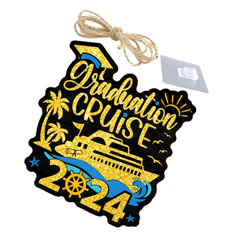 2pcs Hanging Wood Plaque Graduation Party Ornaments Grad Cruise Plaque 2024 Graduation Decoration - Image 2