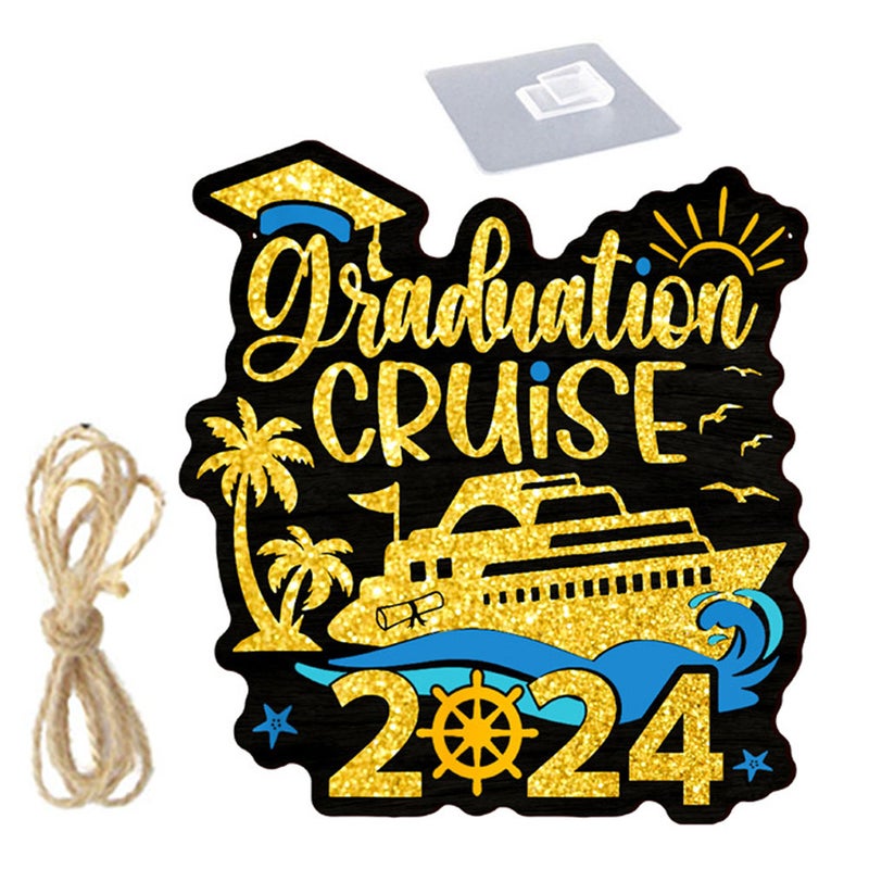 2pcs Hanging Wood Plaque Graduation Party Ornaments Grad Cruise Plaque 2024 Graduation Decoration - Image 3