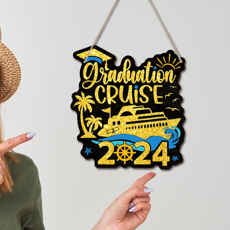 2pcs Hanging Wood Plaque Graduation Party Ornaments Grad Cruise Plaque 2024 Graduation Decoration - Image 4
