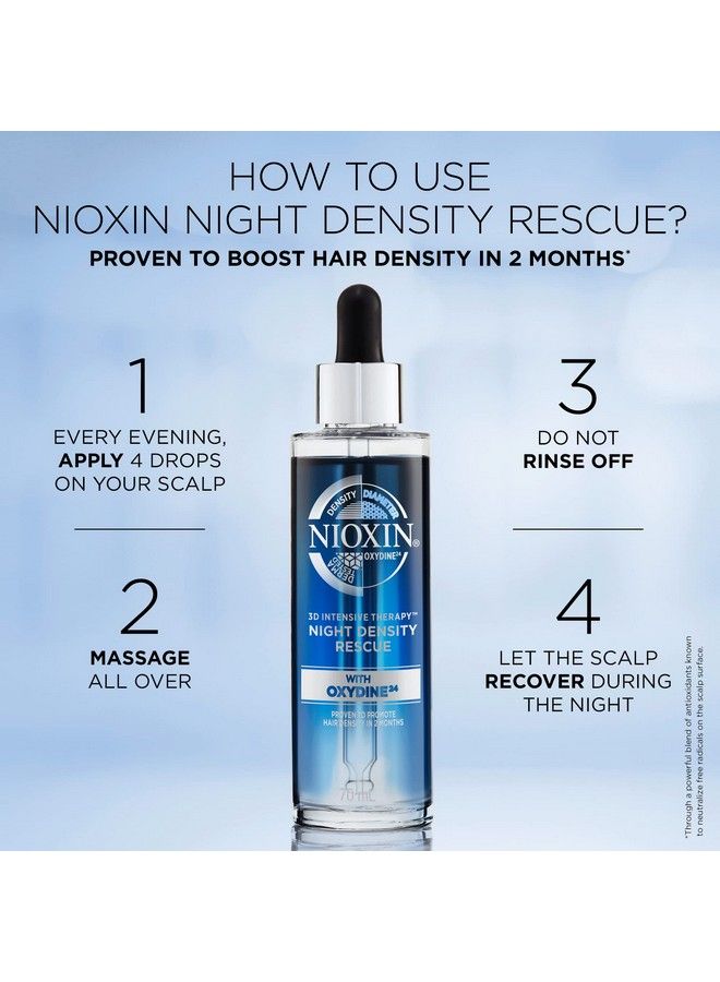 Nioxin مصل مضاد للأكسدة Night Density Rescue Overnight Leavein Treatment لكثافة الشعر وسمكه 2.4 أونصة سائلة - Image 4
