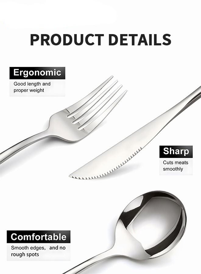 MIXDE 24 PCS Flatware Set with Knives Spoons and Forks,Stainless Steel Flatware Set,Dishwasher Safe  - Image 2