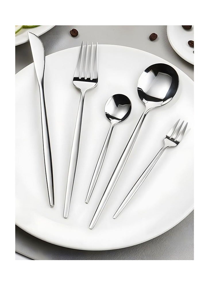 MIXDE 24 PCS Flatware Set with Knives Spoons and Forks,Stainless Steel Flatware Set,Dishwasher Safe  - Image 3