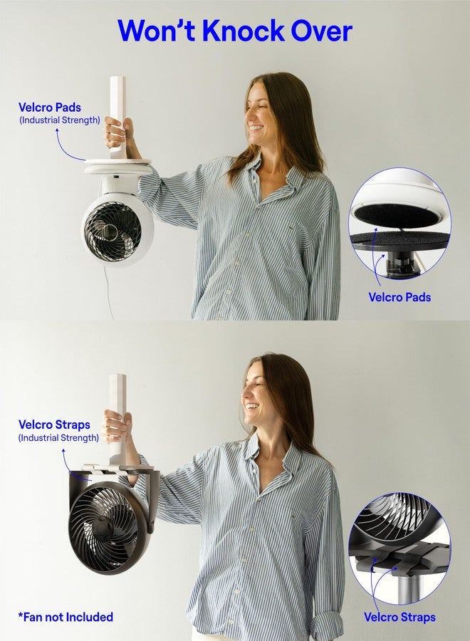 حامل مروحة قابل للتعديل من فانشيلفي لغرف النوم، والأسرة ذات الطابقين، والأسرة العلوية، من أساسيات الجامعة للطلاب والطالبات، تصميم حاصل على براءة اختراع للارتفاع والمسافة، متوافق مع مراوح غرف النوم الشائعة، خياران للارتفاع (أبيض) - Image 3