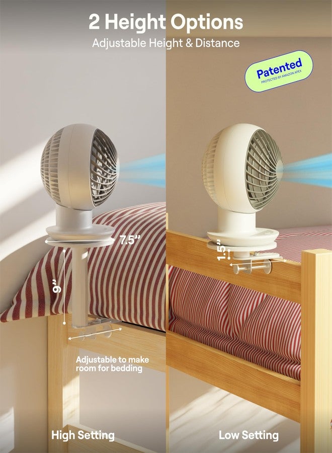 حامل مروحة قابل للتعديل من فانشيلفي لغرف النوم، والأسرة ذات الطابقين، والأسرة العلوية، من أساسيات الجامعة للطلاب والطالبات، تصميم حاصل على براءة اختراع للارتفاع والمسافة، متوافق مع مراوح غرف النوم الشائعة، خياران للارتفاع (أبيض) - Image 4