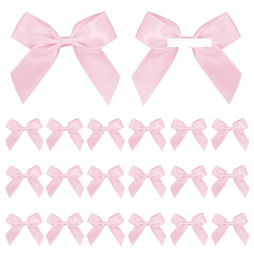 Sokfone Satin Ribbon Pink Bows 2 Self Adhesive Satin Bows Gift Wrapping Premade Ribbon Bows with DoubleSided Tape for Making for DIY Brithday Christmas Party Gift Wrap Bows for Bags 50 pcs - Image 1