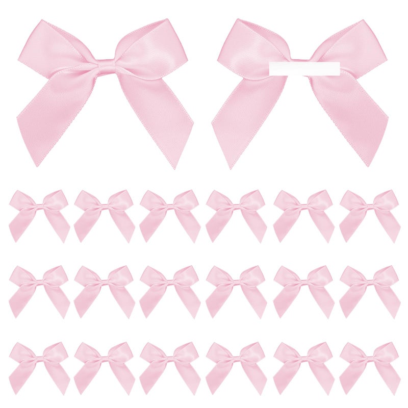 Sokfone Satin Ribbon Pink Bows 2 Self Adhesive Satin Bows Gift Wrapping Premade Ribbon Bows with DoubleSided Tape for Making for DIY Brithday Christmas Party Gift Wrap Bows for Bags 50 pcs - Image 2