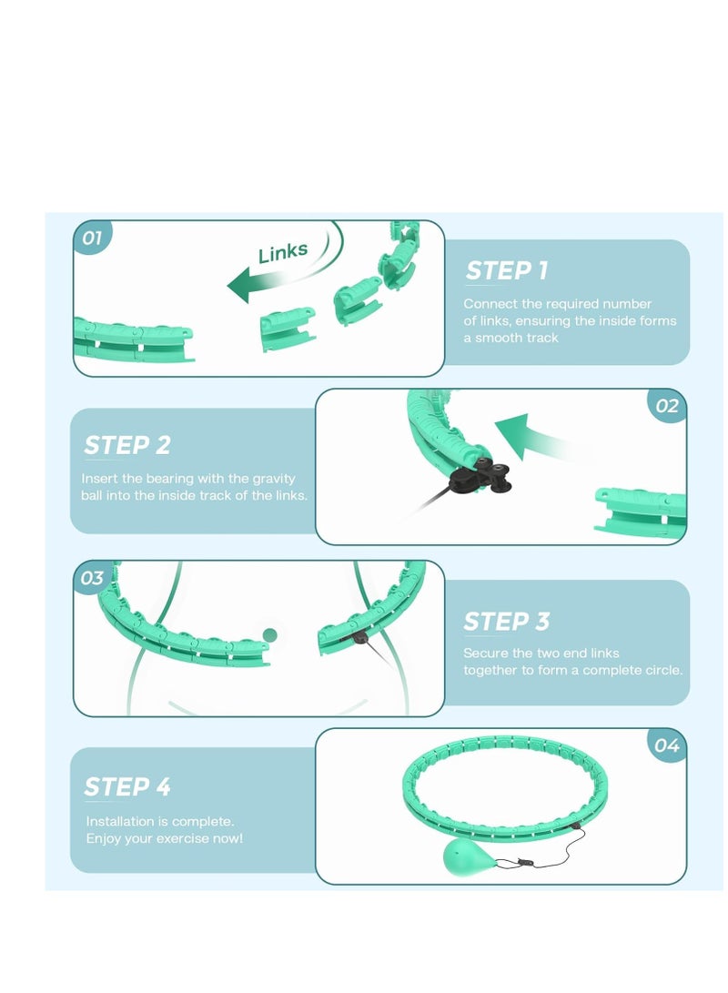 TRASSLE Weighted Hula Hoop for Adult Weight Loss, 2 in 1 Smart Fitness Workout Hula Circle Hoops with 27 Detachable Knots, Exercise Fit Hoop Suitable for Women and Beginners  - Image 2