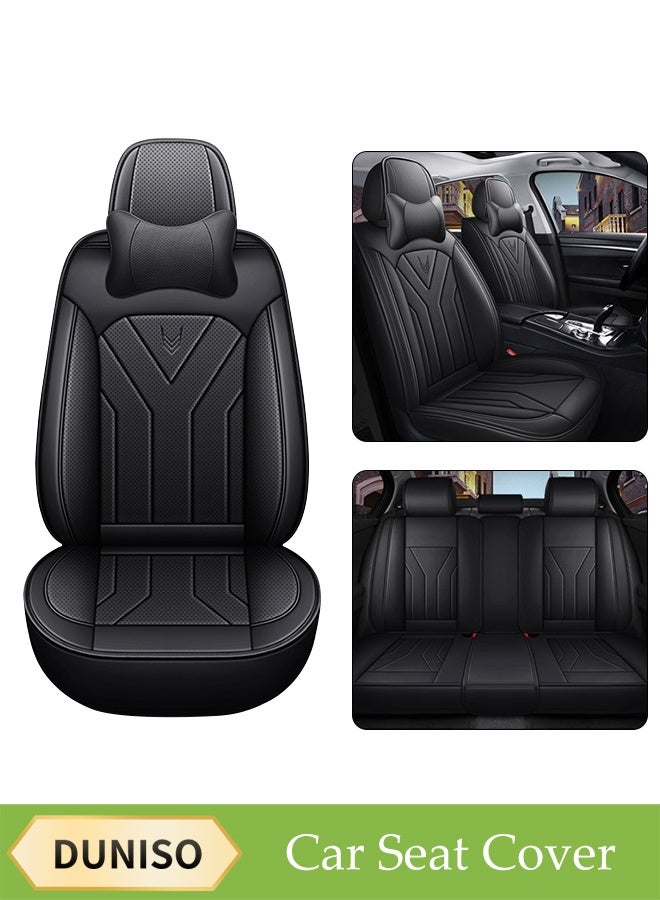 DUNISO Car Seat Cover, Universal Fully Wrapped Seat Cushion, Artificial Leather Car Backrest Seat Cover, Equipped With Headrest, Wear Resistant And Anti Slip, Suitable For All Seasons, Suitable For Most Car Seats  - Image 1
