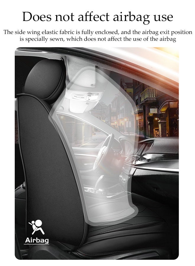 DUNISO Car Seat Cover, Universal Fully Wrapped Seat Cushion, Artificial Leather Car Backrest Seat Cover, Equipped With Headrest, Wear Resistant And Anti Slip, Suitable For All Seasons, Suitable For Most Car Seats  - Image 5