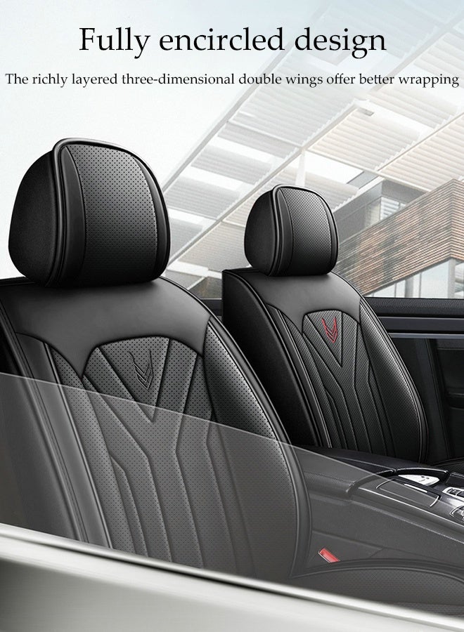 DUNISO Car Seat Cover, Universal Fully Wrapped Seat Cushion, Artificial Leather Car Backrest Seat Cover, Equipped With Headrest, Wear Resistant And Anti Slip, Suitable For All Seasons, Suitable For Most Car Seats  - Image 2