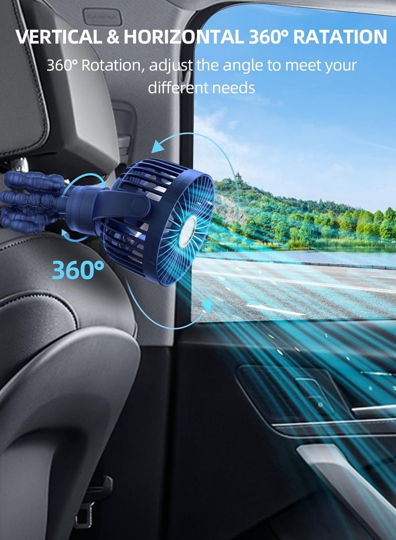 عام مروحة عربة أطفال محمولة، مروحة صغيرة بمشبك على المروحة، شاشة LED، حامل ثلاثي مرن يدور 360 درجة، مروحة مكتب تبريد شخصية صغيرة قابلة لإعادة الشحن باللون الأزرق - Image 4