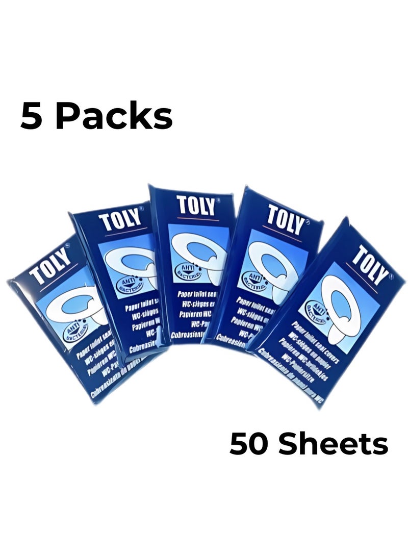 Toly 50 - Toilet Seat Covers for Public Restrooms | Disposable & Eco-Friendly Hygiene Paper (50 Sheets, 5 Packs) | Travel & Office Essentials - Image 5