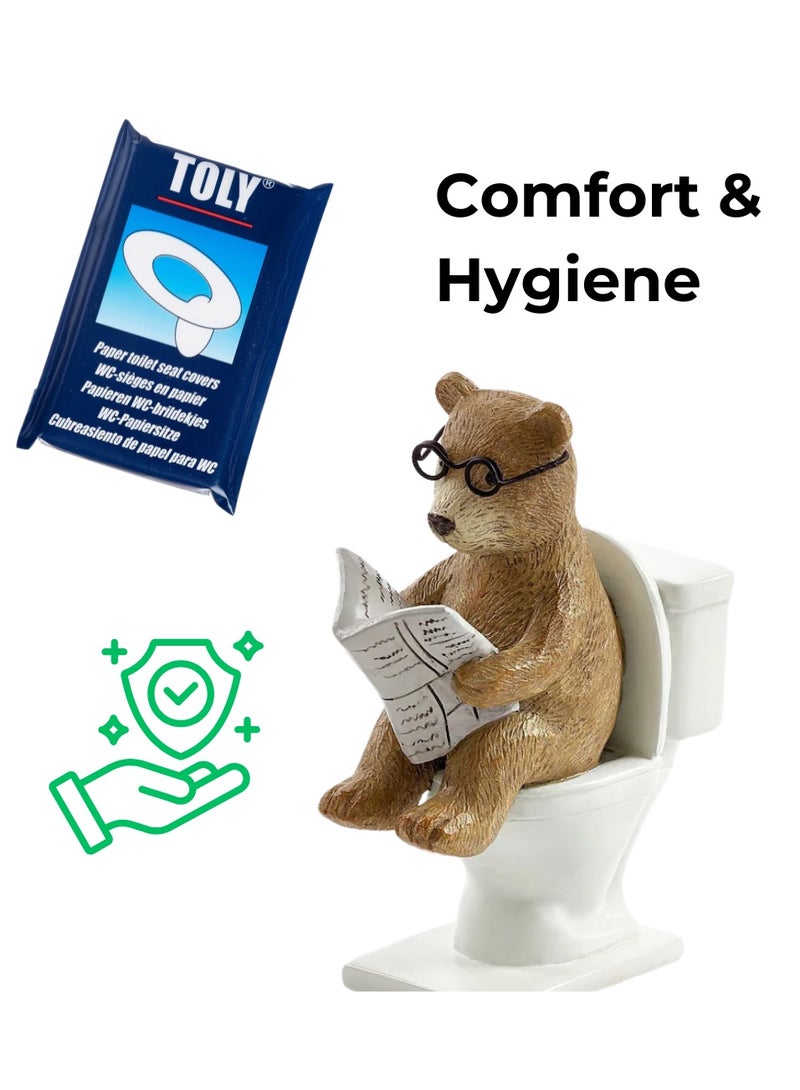 Toly 50 - Toilet Seat Covers for Public Restrooms | Disposable & Eco-Friendly Hygiene Paper (50 Sheets, 5 Packs) | Travel & Office Essentials - Image 2